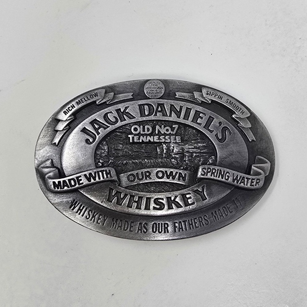 Vtg Jack Daniels Old No7 Tennessee Whiskey Belt Buckle men OS pewter 1989